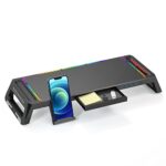AICHESON Computer Monitor Stand Riser RGB Gaming Lights with 4 USB 3.0 HUB Docking Station, Foldable PC Screen Tabletop Risers, Storage Organizer Drawer and Phone Holder_63a9b6305ad72.jpeg