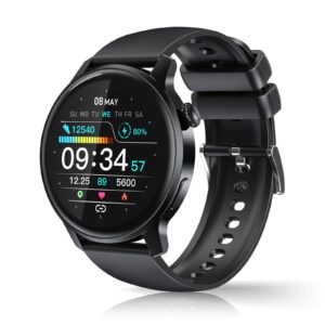 cmkj smart sport watch with bluetooth phone callip68 waterprooffitness tracker sports monitoringreminders musicheart rate and morecompatible with ios android phones black 128in 6395d0628697e