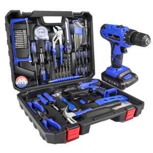 tool sets with cordless drill machine electric power drill kit set home tools kit with hand tool kits for homeoffice drill set with ae batterycharger 2 year warranty blue 639cb05f22bc7