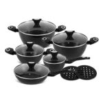 EDENBERG 12-piece Black Diamond Design Cookware Set | Stove Top Cooking Pot| Cast Iron Deep Pot| Butter Pot| Chamber Pot with Lid_63d8fab02fa87.jpeg