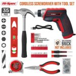Hi-Spec 35 Piece Red USB 3.6V Electric Power Screwdriver & DIY Tool Kit. A Complete Home Hand Tools Box Set with Cordless Rechargeable Screwdriving_63c676ef8e497.jpeg