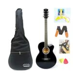 Mike Music 40inch Acoustic Guitar with Bag and Strap and Extra Strings and Capo and Guitar Picks(40 inch glossy, black)_63df6b122e810.jpeg
