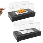 Tabletop Fireplace S’Mores Bio-Ethanol Fire Pit, Indoor Outdoor Portable Fire Bowl Pot Ventless Fireplace, Rectangle, Black_63e2613b8f8e9.jpeg